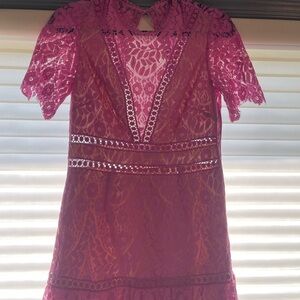 SAYLOR Red Sheath Midi Dress with Flutter Sleeves